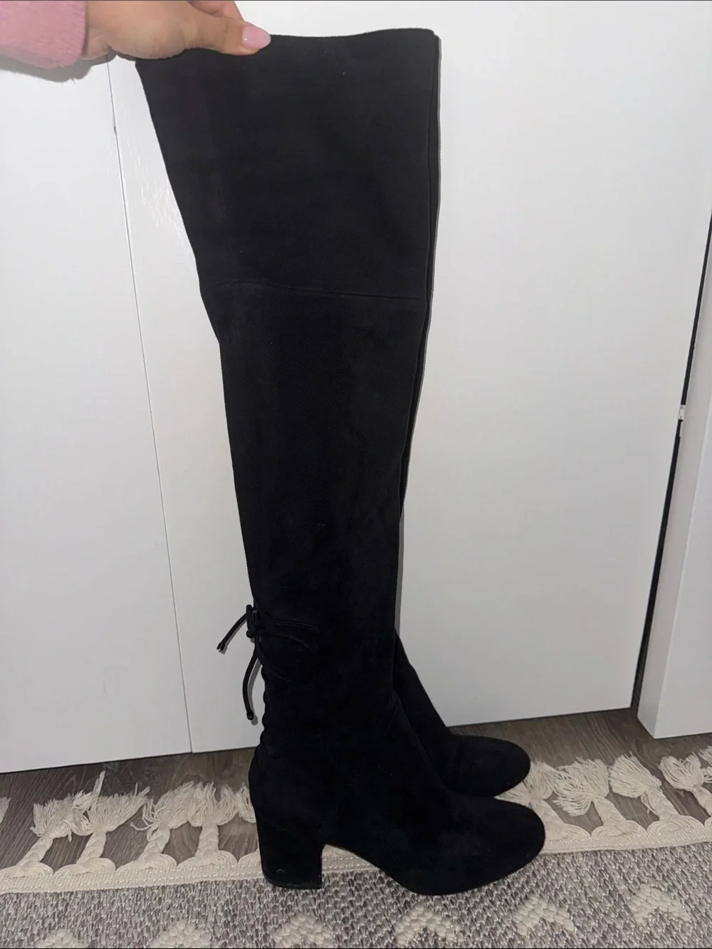Aldo Black Over-the-Knee Suede Block Heel Boots